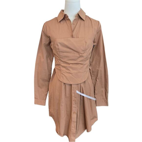Misguided Sorset Waist Poplin Shirt Button-up Shirt Dress Sz 4 - Picture 1 of 9